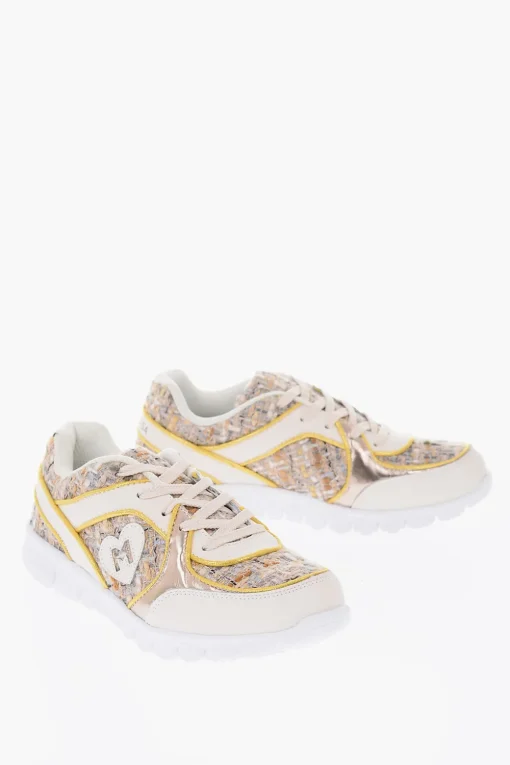 sneakers in pelle e tessuto con suola track in gomma>Monnalisa Hot