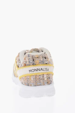sneakers in pelle e tessuto con suola track in gomma>Monnalisa Hot