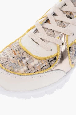 sneakers in pelle e tessuto con suola track in gomma></noscript>Monnalisa Hot