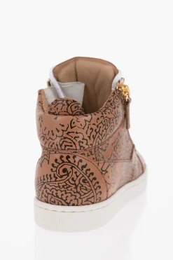 Outlet Sneakers Mid-Top in Pelle a Fantasia con Zip Dorata Donna Sneaker