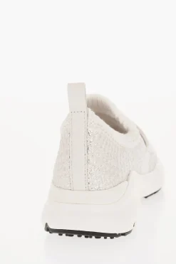 Sneakers Slip On Basse in Tessuto con Monogram in Pelle>Tod's Online