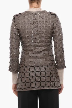 Outlet Soprabito in Sheer con Applicazioni in Pelle a Rilievo Donna Cappotti E Trench