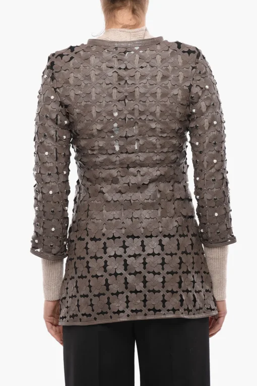 Outlet Soprabito in Sheer con Applicazioni in Pelle a Rilievo Donna Cappotti E Trench