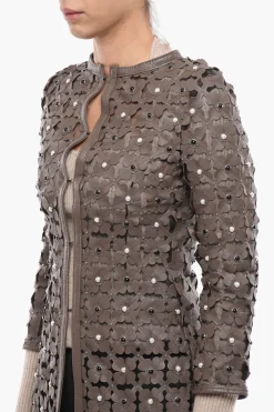 Outlet Soprabito in Sheer con Applicazioni in Pelle a Rilievo Donna Cappotti E Trench