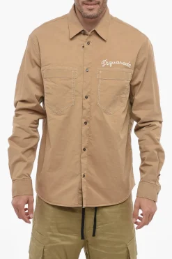 Discount Sovracamicia in Cotone con Logo Ricamato Uomo Camicie
