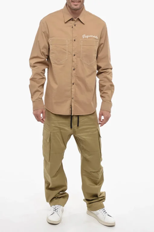 Discount Sovracamicia in Cotone con Logo Ricamato Uomo Camicie