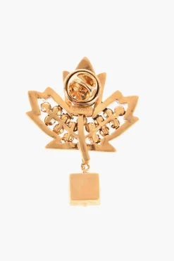 Fashion Spilla CANADIAN LEAF in Metallo Impreziosita da Perline Donna Gioielli