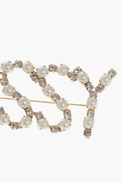 Clearance Spilla Effetto Dorata con Gioielli e Perline Donna Gioielli