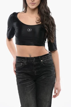 Online STELLA MCCARTNEY Top Crop con Logo a Contrasto Donna T-Shirts E Tops