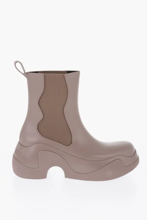 Sale Stivaletti Chelsea in Gomma con Tacco 7cm Donna Stivali