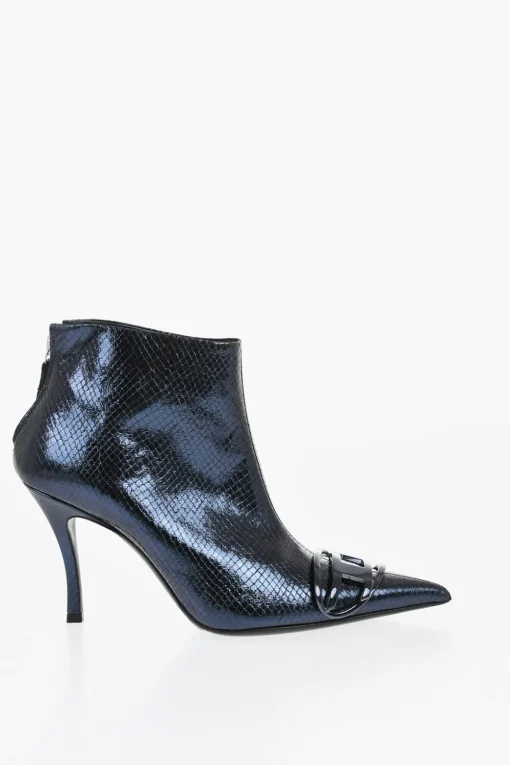 Sale Stivaletti D-VENUS in Pelle Metallizzata Effetto Serpente Tacco 8.5cm Donna Stivali
