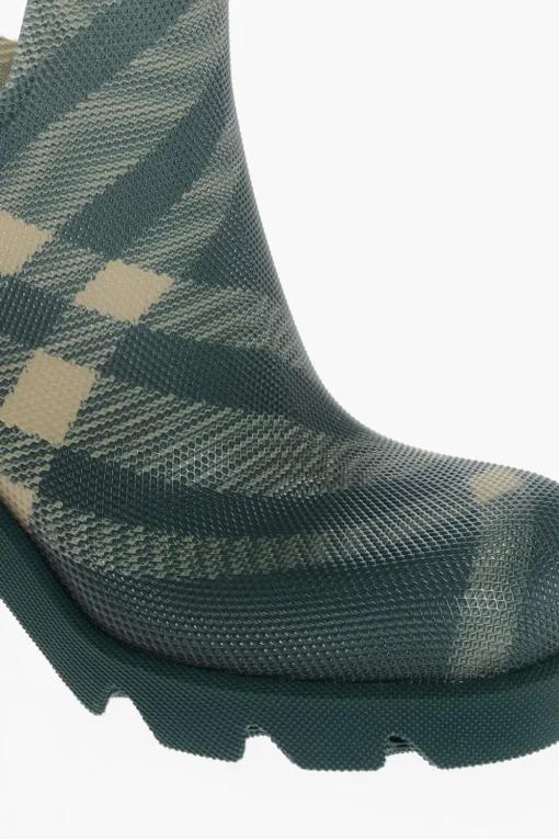 Outlet Stivaletti in Gomma Motivo Tartan 8cm Donna Stivali