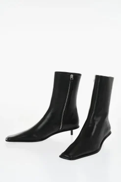 Stivaletti in Pelle con Punta Quadrata 3cm>Jil Sander Discount