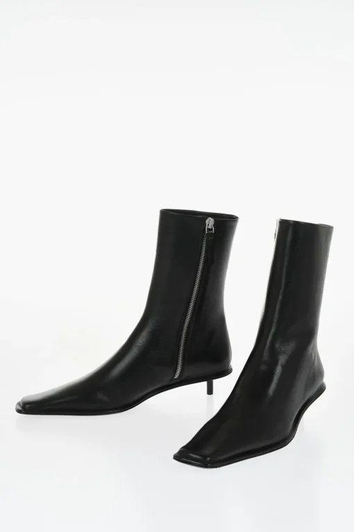 Stivaletti in Pelle con Punta Quadrata 3cm>Jil Sander Discount