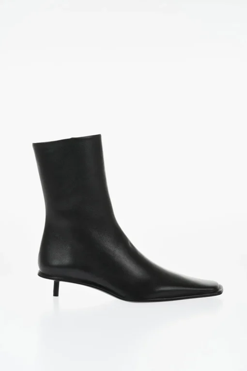 Stivaletti in Pelle con Punta Quadrata 3cm>Jil Sander Discount