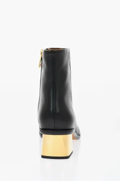 Outlet Stivaletti In Pelle Con Tacco Effetto Metallizzato 5 cm Donna Stivali