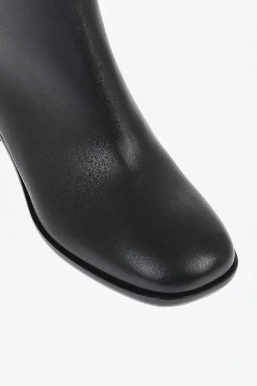 Outlet Stivaletti In Pelle Con Tacco Effetto Metallizzato 5 cm Donna Stivali