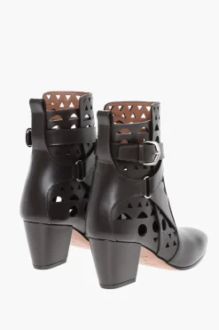 Stivaletti in Pelle Traforata VIENNE con Cinturino 6cm>Alaia Discount