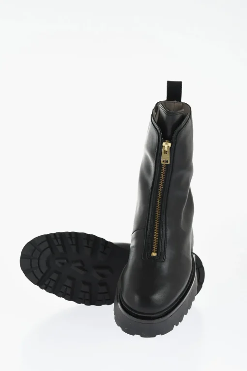 New Stivaletti OPHELIA in Pelle con Zip Frontale Donna Stivali