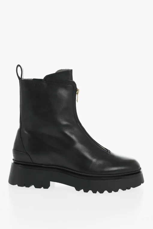New Stivaletti OPHELIA in Pelle con Zip Frontale Donna Stivali