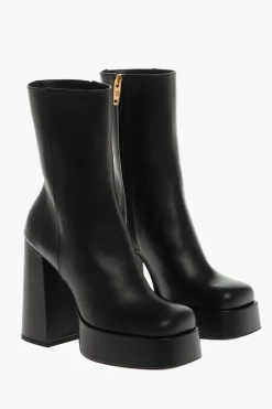Stivaletti Platform in Pelle con Punta Squadrata 13cm>Versace Online