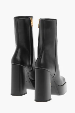 Stivaletti Platform in Pelle con Punta Squadrata 13cm>Versace Online