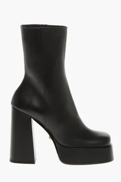Stivaletti Platform in Pelle con Punta Squadrata 13cm></noscript>Versace Online