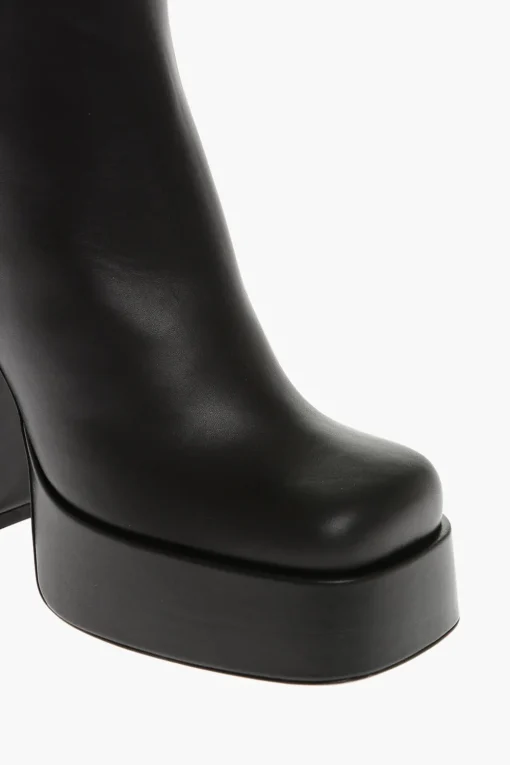 Stivaletti Platform in Pelle con Punta Squadrata 13cm>Versace Online
