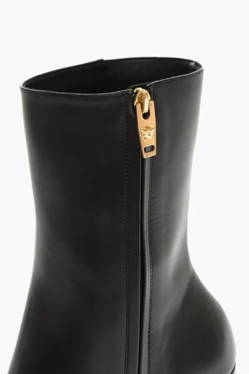Stivaletti Platform in Pelle con Punta Squadrata 13cm>Versace Online