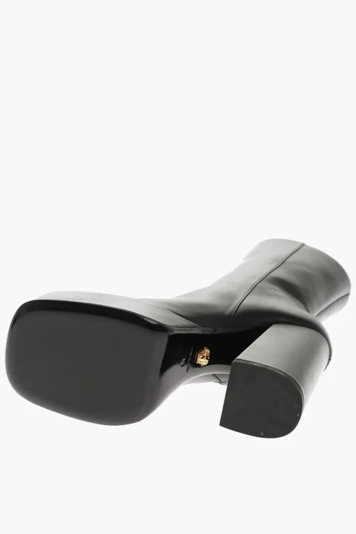 Stivaletti Platform in Pelle con Punta Squadrata 13cm>Versace Online