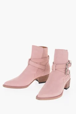 Fashion Stivaletti Texani JODHPUR in Suede Effetto Coccodrillo 5cm Uomo Stivali