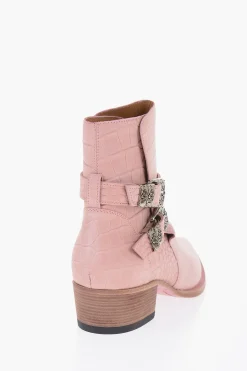 Fashion Stivaletti Texani JODHPUR in Suede Effetto Coccodrillo 5cm Uomo Stivali