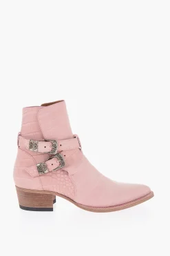 Fashion Stivaletti Texani JODHPUR in Suede Effetto Coccodrillo 5cm Uomo Stivali