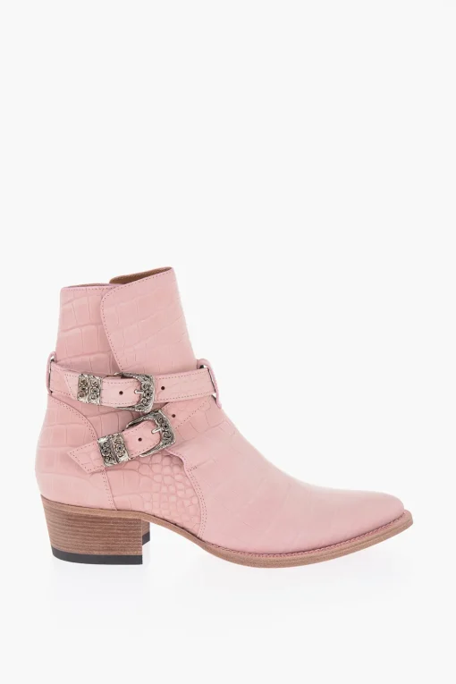Fashion Stivaletti Texani JODHPUR in Suede Effetto Coccodrillo 5cm Uomo Stivali