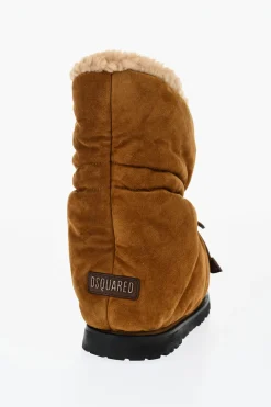 New Stivaletti WOOD LOVER in Suede Trapuntato con Dettaglio Shearling Donna Stivali