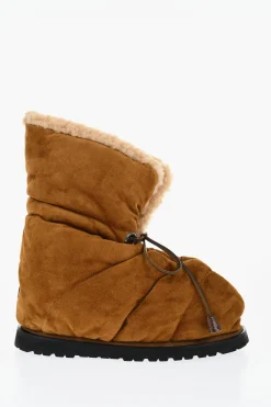 New Stivaletti WOOD LOVER in Suede Trapuntato con Dettaglio Shearling Donna Stivali