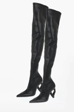 Stivali Alti In Pelle CHAIN A Punta Stretta Con Tacco Statement 9 cm>J.W.Anderson Online