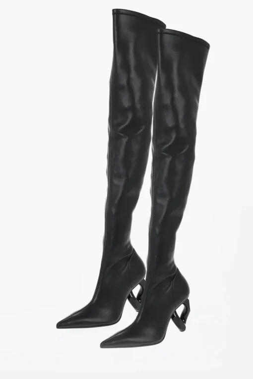 Stivali Alti In Pelle CHAIN A Punta Stretta Con Tacco Statement 9 cm>J.W.Anderson Online