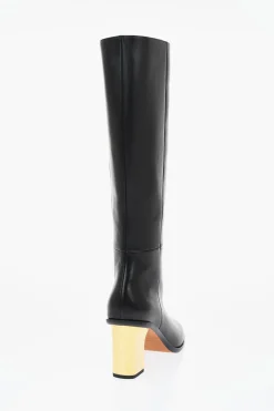Best Stivali Alti In Pelle Con Tacco Effetto Metallizzato 8 cm Donna Stivali