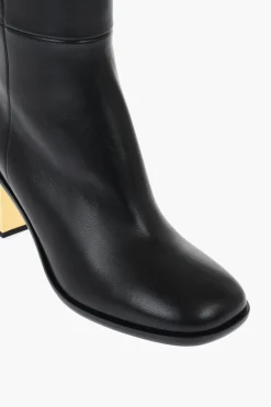 Best Stivali Alti In Pelle Con Tacco Effetto Metallizzato 8 cm Donna Stivali