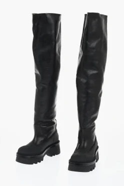Stivali Alti In Pelle Con Suola Carrarmata>Chloe Clearance