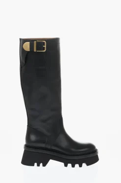 Stivali Alti In Pelle Con Dettaglio Fibbia E Suola Carrarmata></noscript>Chloe Hot