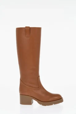 Best Stivali In Pelle Con Imbottitura Shearling Tacco 6 cm Donna Stivali
