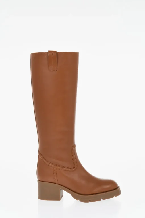 Best Stivali In Pelle Con Imbottitura Shearling Tacco 6 cm Donna Stivali