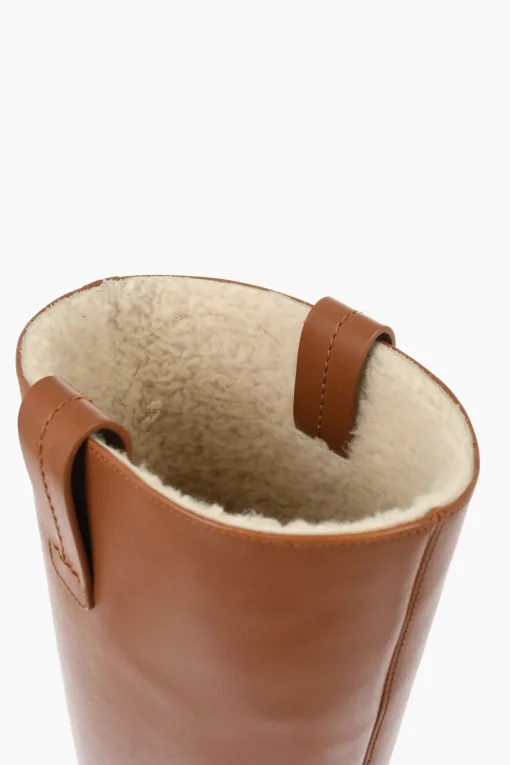 Best Stivali In Pelle Con Imbottitura Shearling Tacco 6 cm Donna Stivali