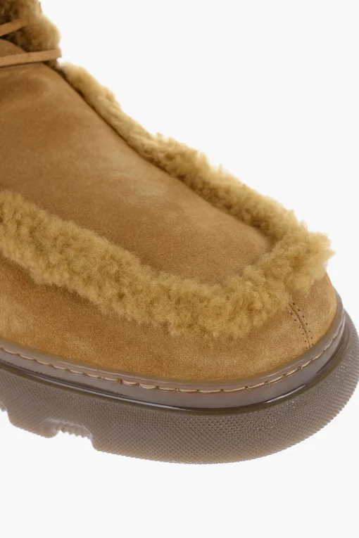 Clearance Stivali In Shearling Con Suola Chunky Uomo Stivali