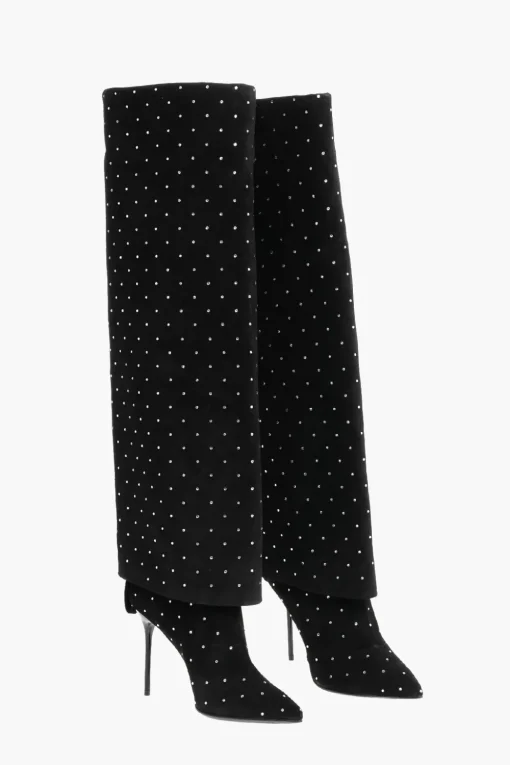 Sale Stivali in Suede ARIEL con Dettaglio Strass Donna Stivali