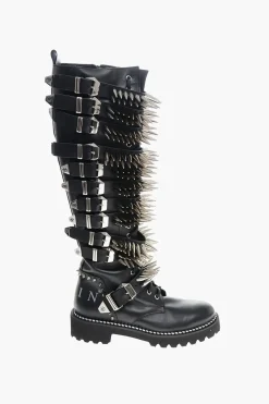 Stivali Lace-up in Pelle con Borchie All-Over 4.5cm></noscript>Philipp Plein Clearance