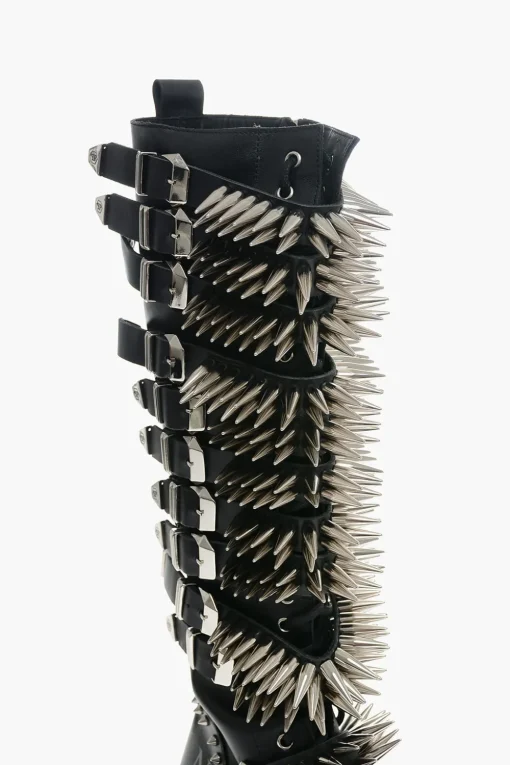 Stivali Lace-up in Pelle con Borchie All-Over 4.5cm>Philipp Plein Clearance