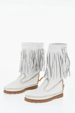 New Stivali Mid FRINGES in Pelle Donna Stivali